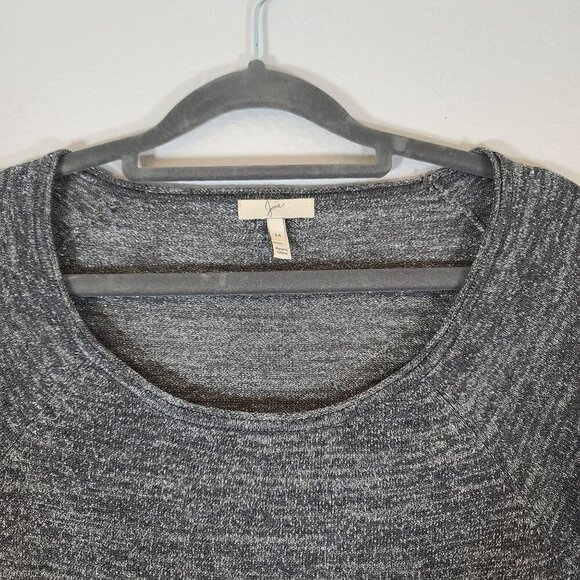 Joie Metallic Long Sleeve Sweater Silver Gray Scoop Neck Light Weight Medium - Picture 4 of 7